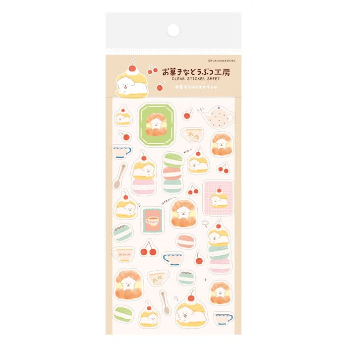 Animal Sweets Shop Clear Sticker Sheet - Fluffy Dog