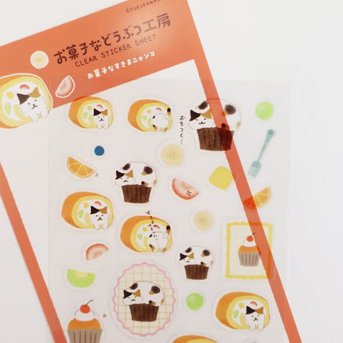 Animal Sweets Shop Clear Sticker Sheet - Cat