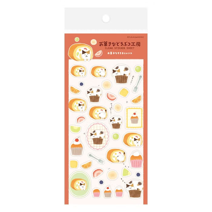 Animal Sweets Shop Clear Sticker Sheet - Cat