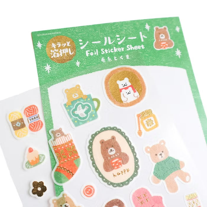 Foil-Stamped Sticker Sheet - Yarn & Bear