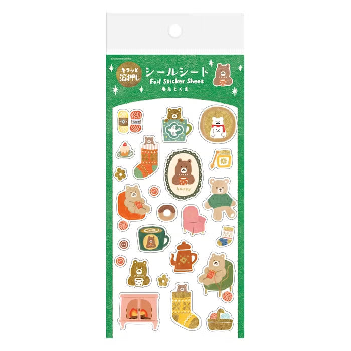 Foil-Stamped Sticker Sheet - Yarn & Bear