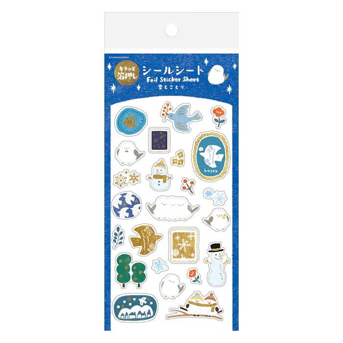 Foil-Stamped Sticker Sheet - Snow & Birds