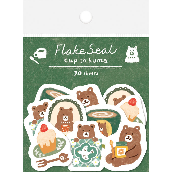 Winter Series Paper Flake Stickers - Coffee & Bear