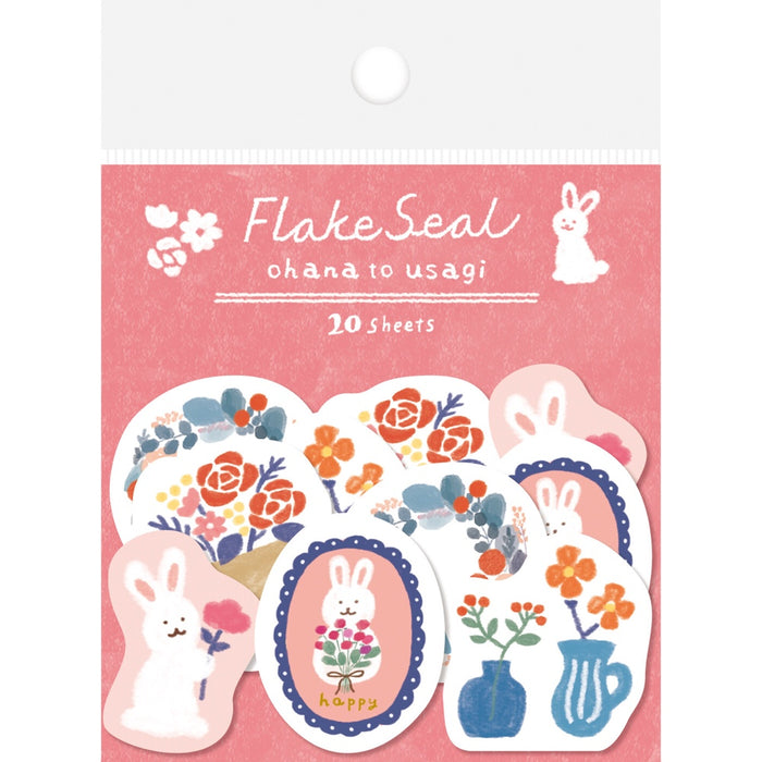 Winter Series Paper Flake Stickers - Flower Rabbit