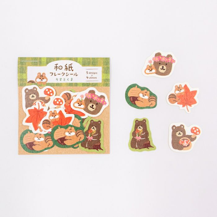 Paper Flake Stickers - Squirrel & Bear