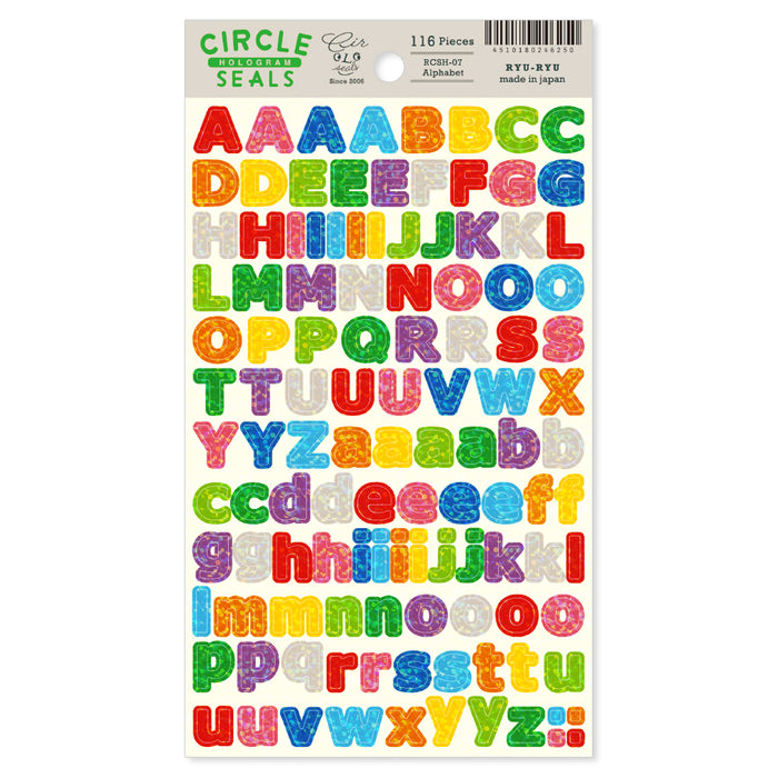 Circle Seal Hologram Stickers - Alphabet