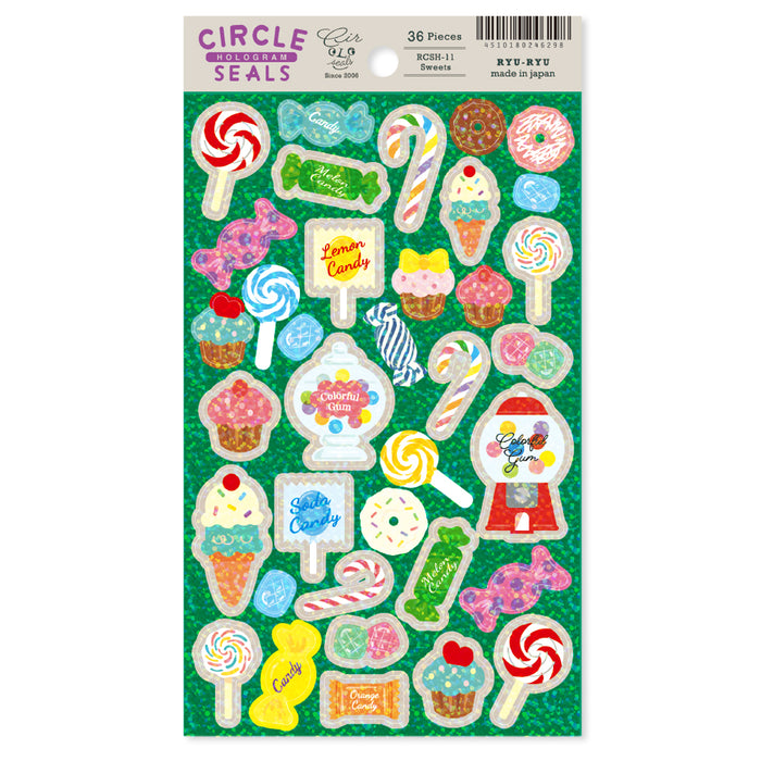 Circle Seal Hologram Stickers - Sweets