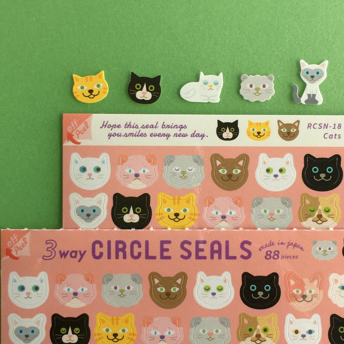 Circle Seal Stickers - Cats