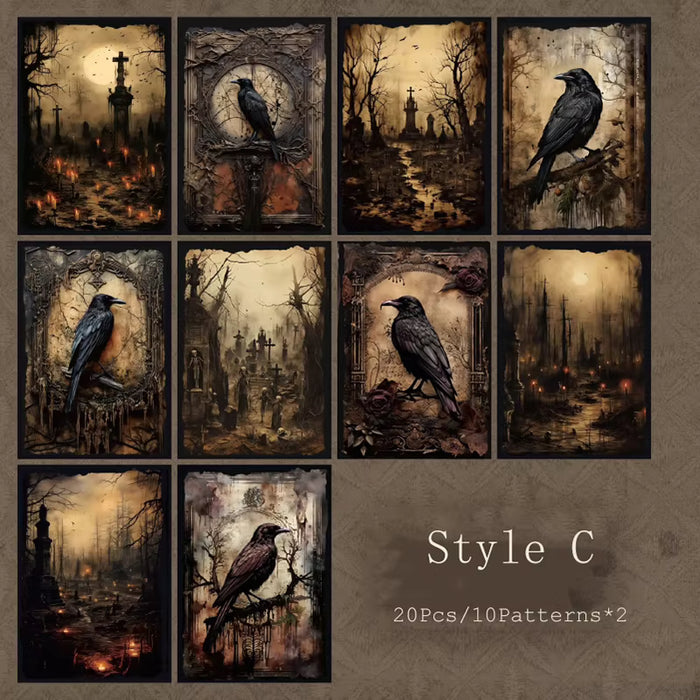 Dark Aesthetic Collage Paper Pack - Ravens