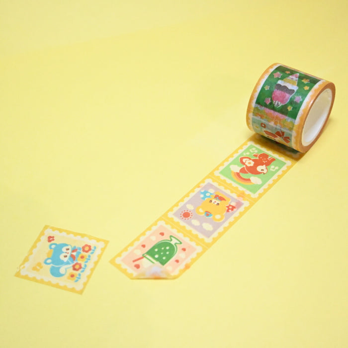 rainbowholic x Ochame Friends Washi Tape - Retro Stamp (Perforated)