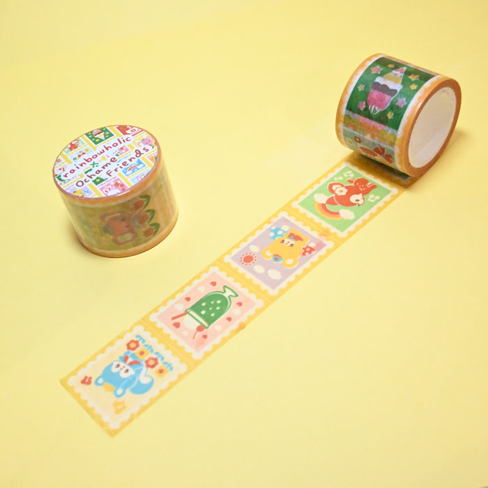 rainbowholic x Ochame Friends Washi Tape - Retro Stamp (Perforated)