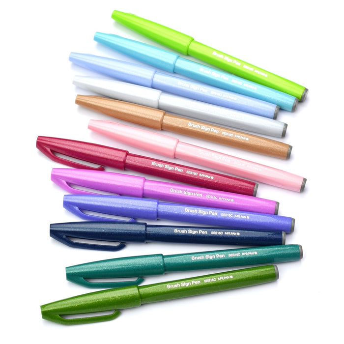 Pentel Arts 'Brush Up!' Brush Pens - Pastel Colours 12pk