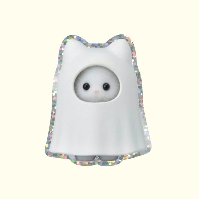 Ghost Kitty Glitter Vinyl Sticker