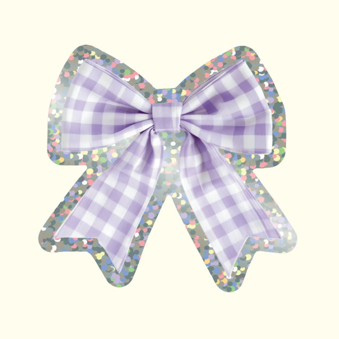 Gingham Bow Glitter Vinyl Sticker
