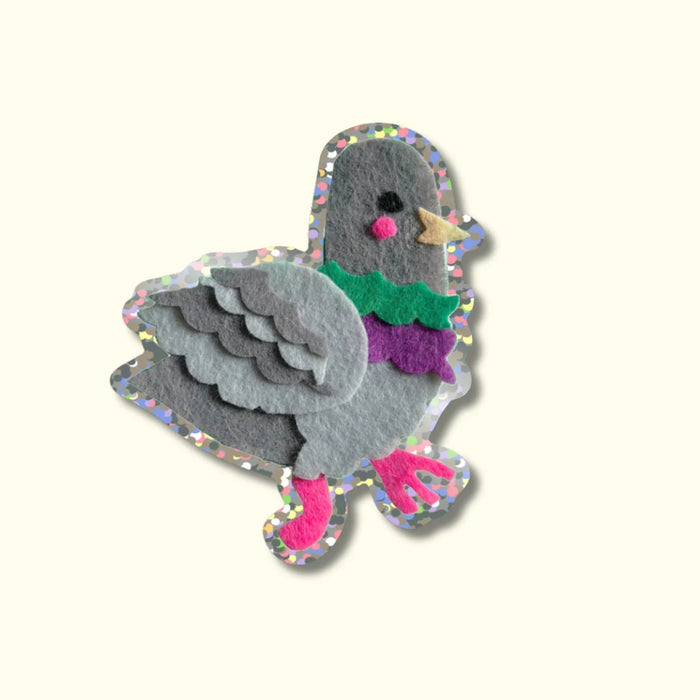 Felt Pigeon Glitter Vinyl Sticker