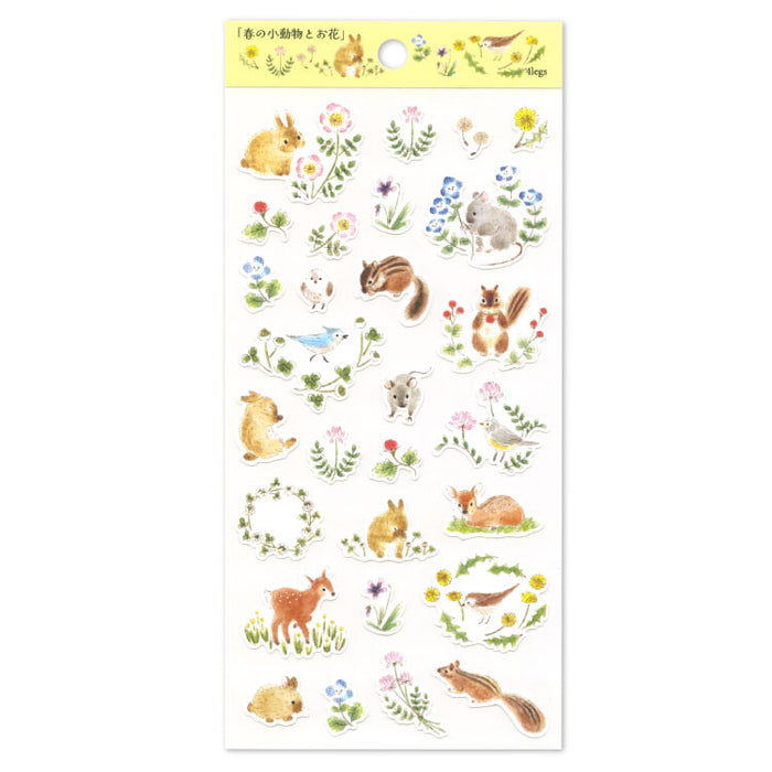 4legs Paper Stickers - Small Animals & Flowers in Spring