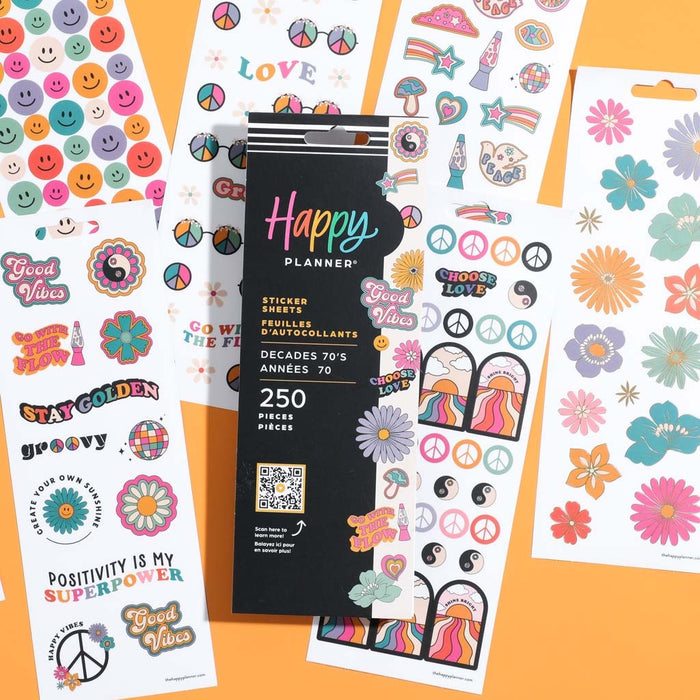 LAST STOCK! The Happy Planner 'Decades 70's' Sticker Book - 8 Sheets