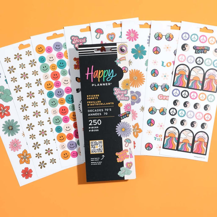 LAST STOCK! The Happy Planner 'Decades 70's' Sticker Book - 8 Sheets