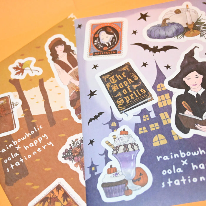 rainbowholic x Oola Happy Stationery A5 Washi Sticker Set - 2 Sheets - Autumn & Halloween