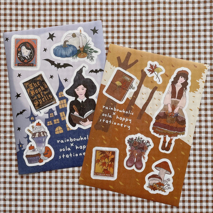 rainbowholic x Oola Happy Stationery A5 Washi Sticker Set - 2 Sheets - Autumn & Halloween