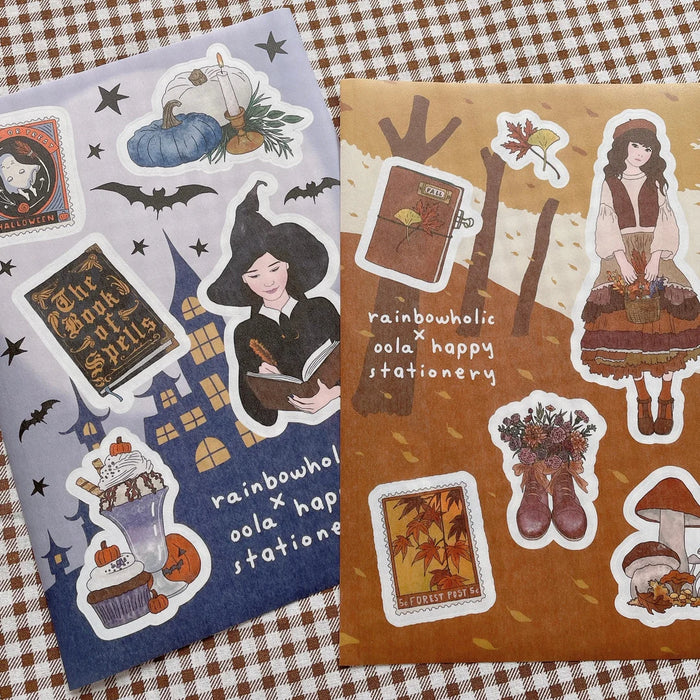 rainbowholic x Oola Happy Stationery A5 Washi Sticker Set - 2 Sheets - Autumn & Halloween