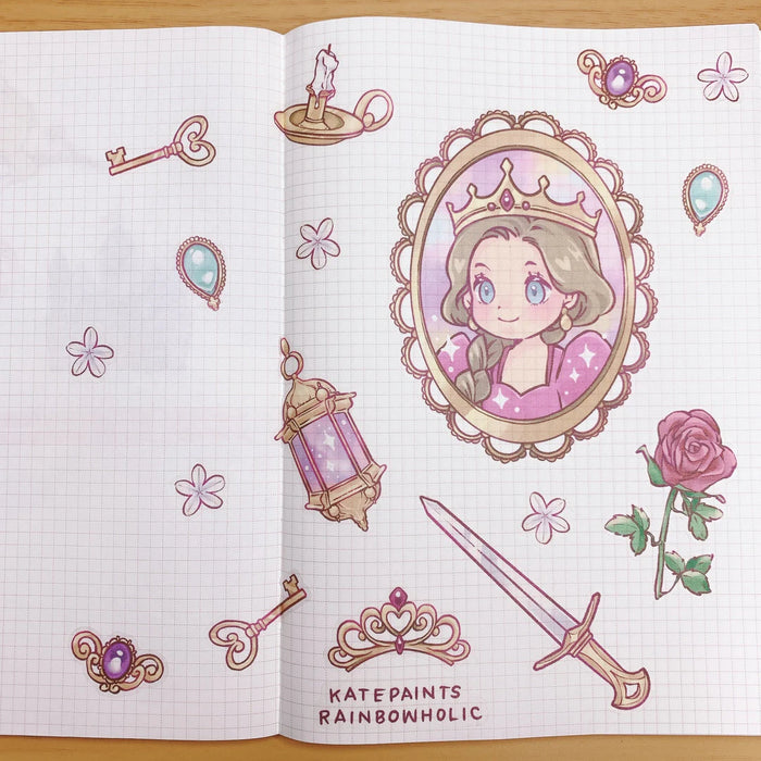 rainbowholic x Kate Paints A5 Washi Sticker Sheet - Princess