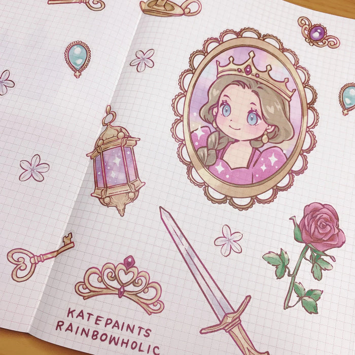 rainbowholic x Kate Paints A5 Washi Sticker Sheet - Princess