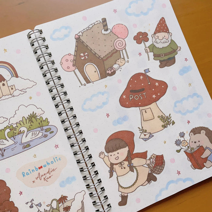 rainbowholic x Mandie Kuo A5 Washi Sticker Set - 2 Sheets - Dreamy Fairy Tale
