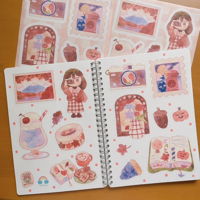 rainbowholic x Chichilittle A5 Washi Sticker Set - 2 Sheets - Autumn Crush