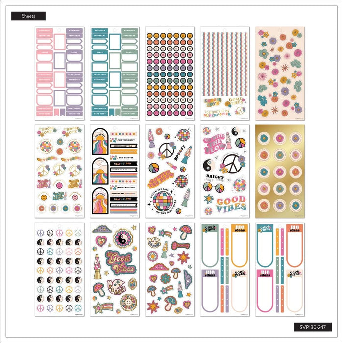 The Happy Planner CLASSIC Value Pack Stickers - Decades 70's - 30 Sheets