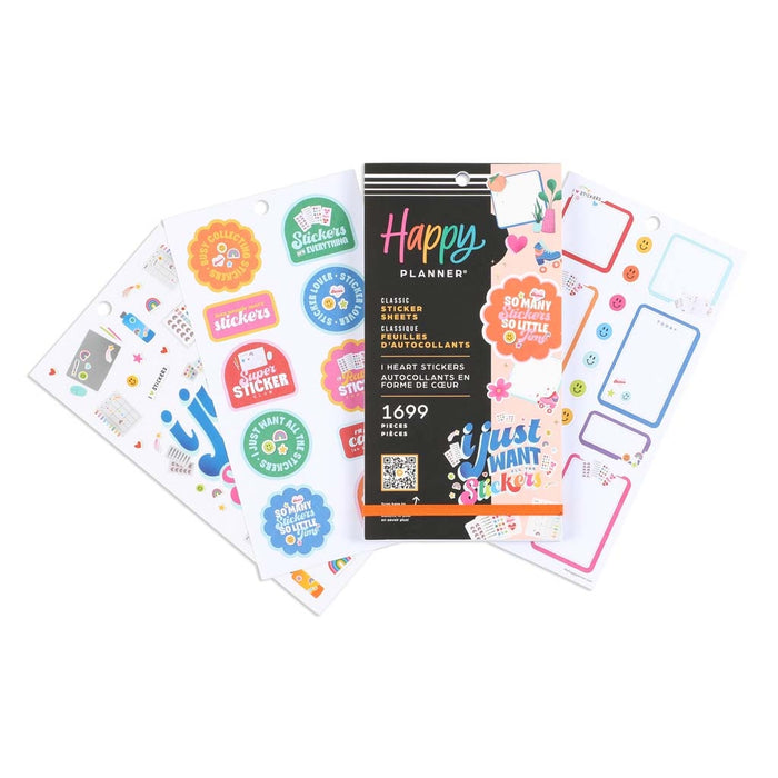LAST STOCK! The Happy Planner CLASSIC Value Pack Stickers - I Heart Stickers - 30 Sheets