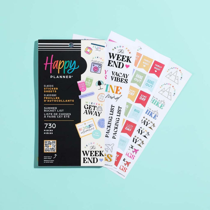 The Happy Planner CLASSIC Value Pack Stickers - Summer Bucket List - 30 Sheets