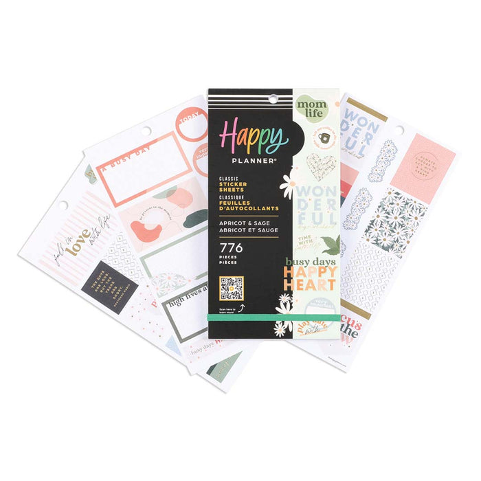 The Happy Planner CLASSIC Value Pack Stickers - Apricot & Sage - 30 Sheets