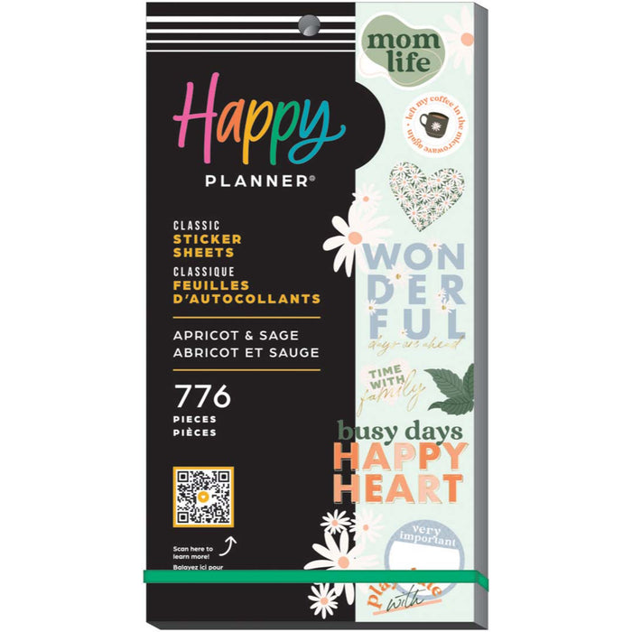 The Happy Planner CLASSIC Value Pack Stickers - Apricot & Sage - 30 Sheets