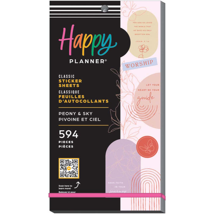 The Happy Planner CLASSIC Value Pack Stickers - Peony & Sky Faith - 30 Sheets