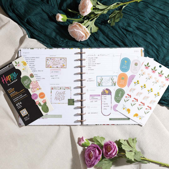 The Happy Planner CLASSIC Value Pack Stickers - Superbloom - 30 Sheets