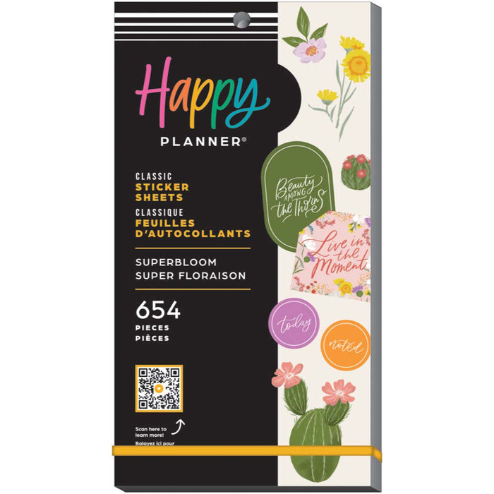 The Happy Planner CLASSIC Value Pack Stickers - Superbloom - 30 Sheets