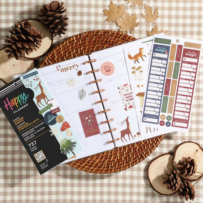 The Happy Planner CLASSIC Value Pack Stickers - Woodland Seasons Christmas - 30 Sheets