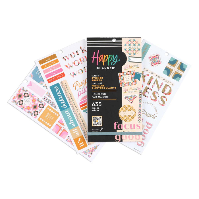 The Happy Planner CLASSIC Value Pack Stickers - Homespun - 30 Sheets