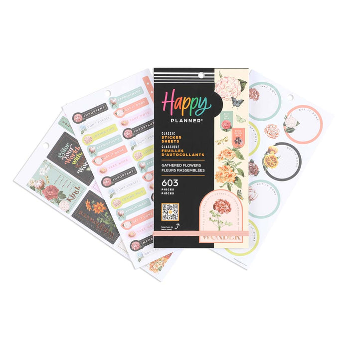 The Happy Planner CLASSIC Value Pack Stickers - Gathered Flowers - 30 Sheets