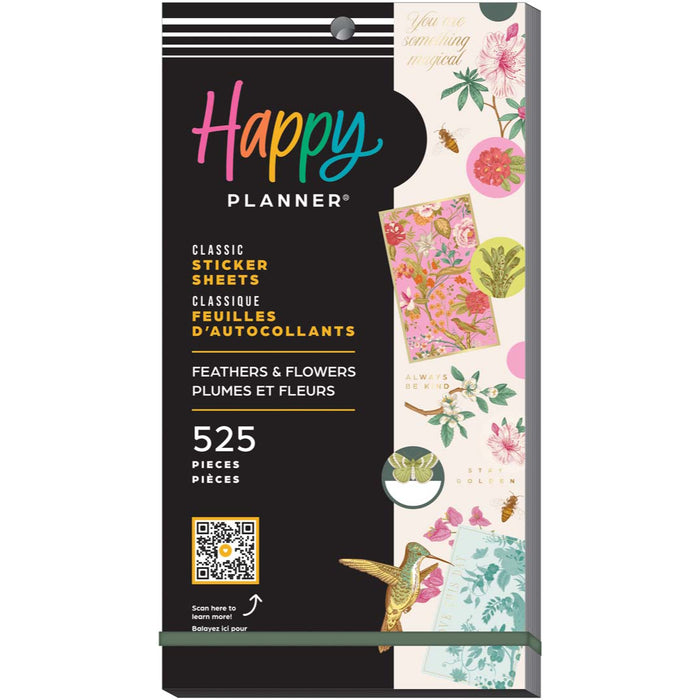 The Happy Planner CLASSIC Value Pack Stickers - Feathers & Flowers - 30 Sheets