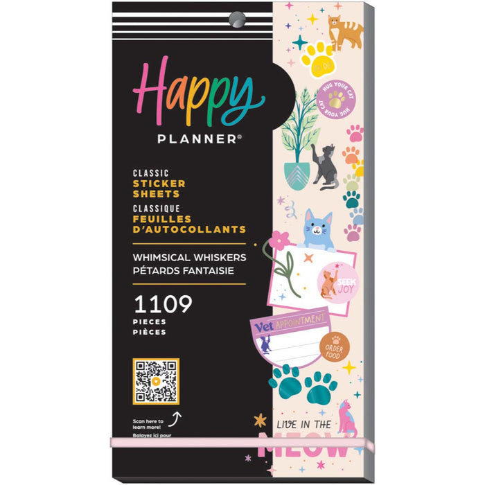 The Happy Planner CLASSIC Value Pack Stickers - Whimsical Whiskers - 30 Sheets