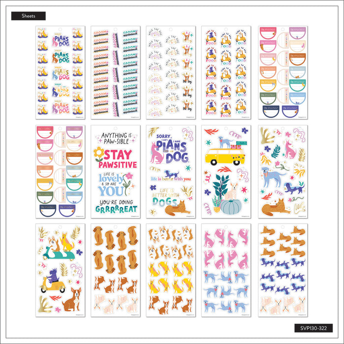 The Happy Planner CLASSIC Value Pack Stickers - Playful Pups - 30 Sheets