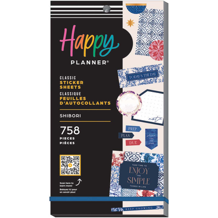 The Happy Planner CLASSIC Value Pack Stickers - Shibori - 30 Sheets