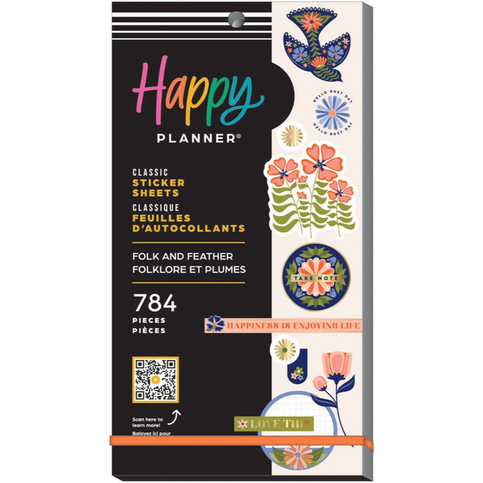 The Happy Planner CLASSIC Value Pack Stickers - Folk & Feather - 30 Sheets