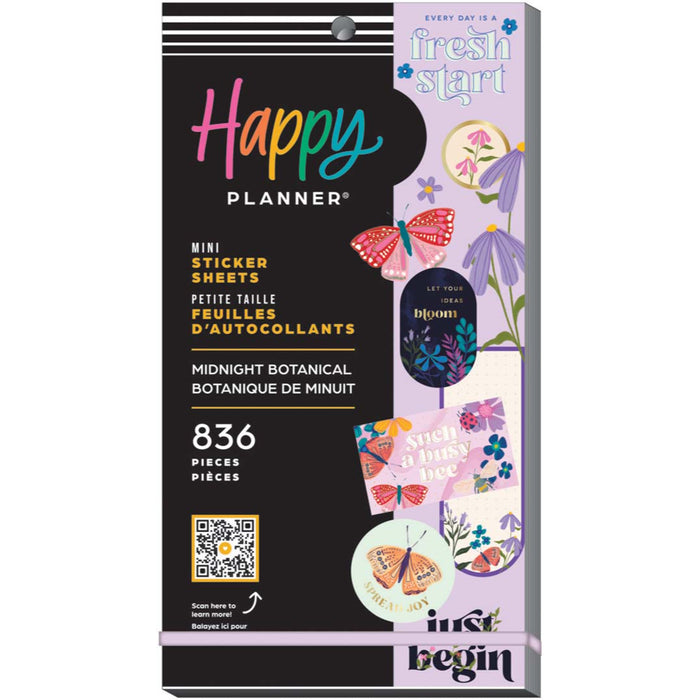 LAST STOCK! The Happy Planner MINI Value Pack Stickers - Midnight Botanical - 30 Sheets