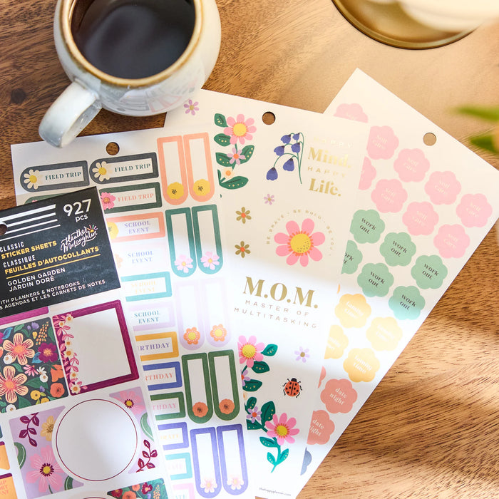 The Happy Planner CLASSIC Value Pack Stickers - Golden Garden - 30 Sheets