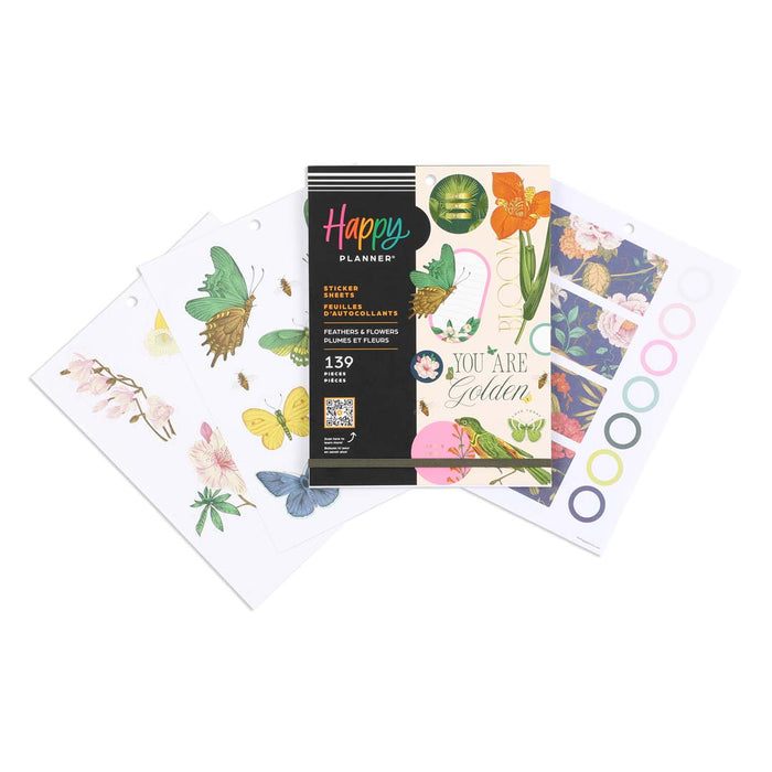 LAST STOCK! The Happy Planner LARGE Value Pack Stickers - Feathers & Flowers - 15 Sheets