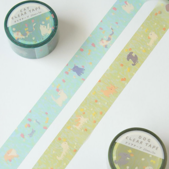 Mula Clear Tape 20mm - Cat & Flower Field