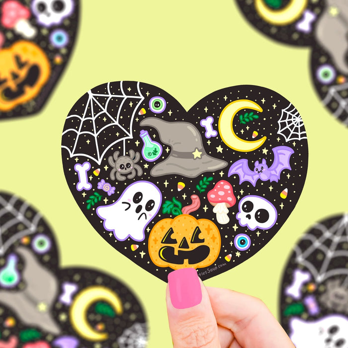 Spooky Halloween Heart Vinyl Sticker